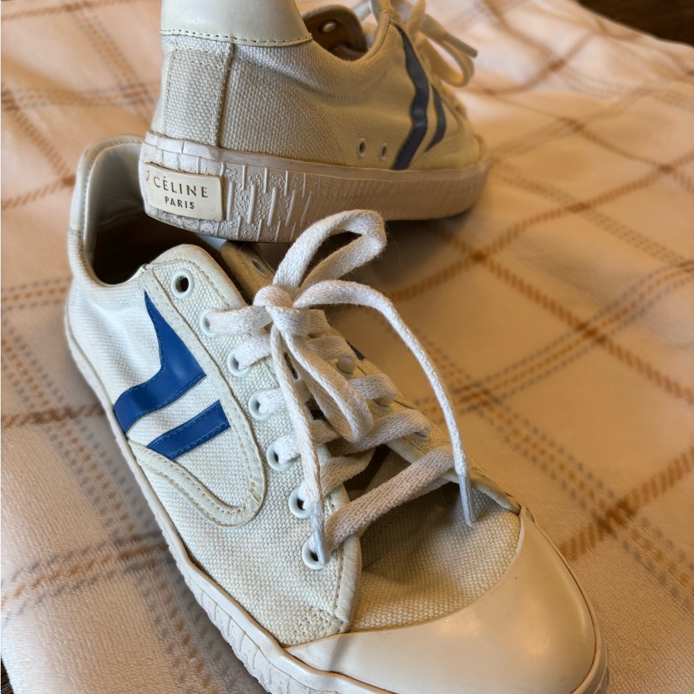 Celine Cream and Blue Casual Sneakers
